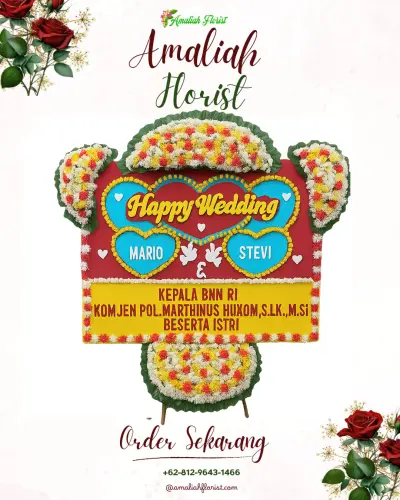 Karangan Papan Bunga Pernikahan di Simpang Haru